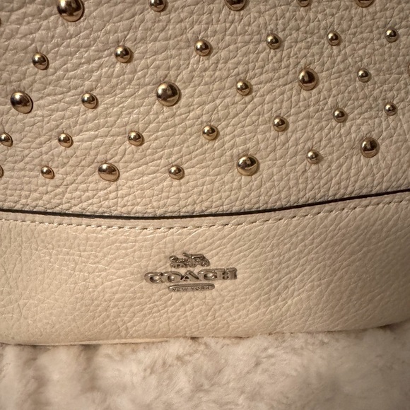 Coach Cream Studded Leather Crossbody Bag - Picture 2 of 6